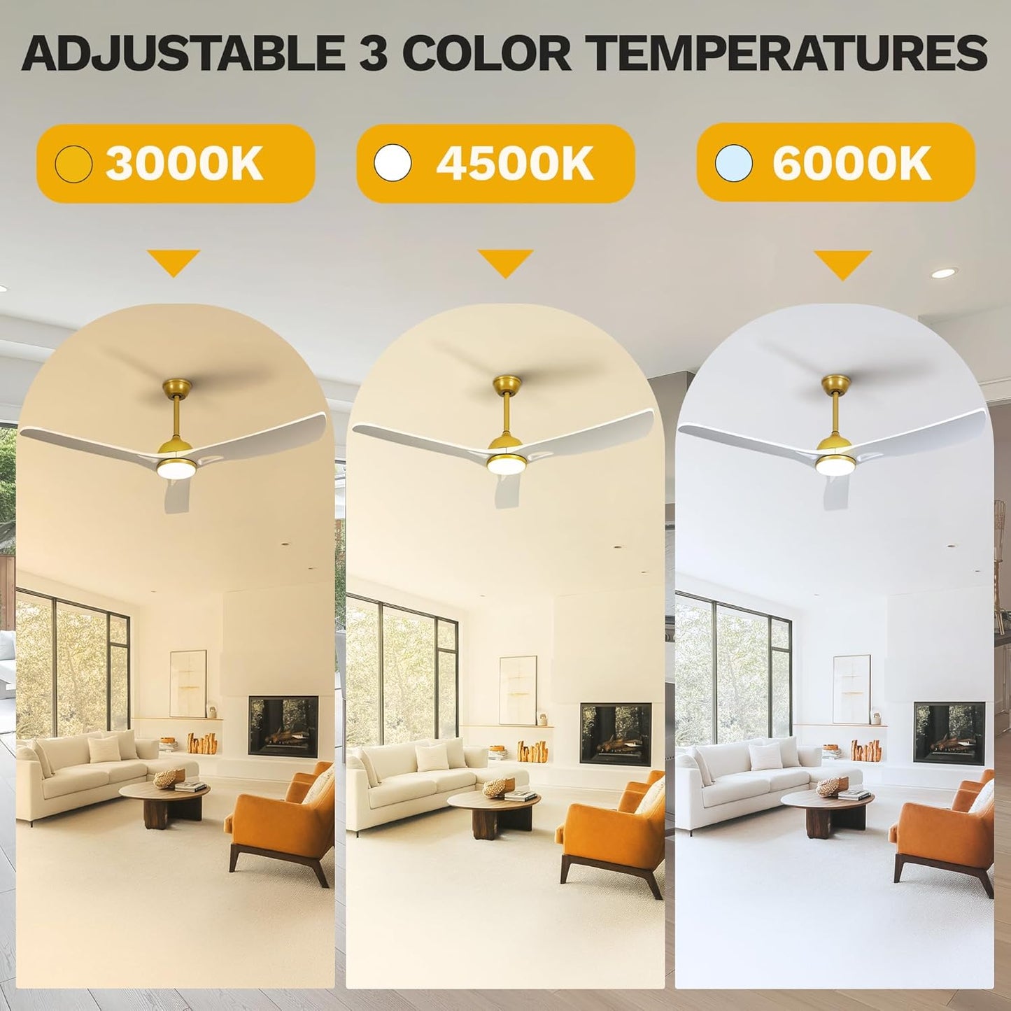 DWVO 56" Smart Ceiling Fan with Light: Silent DC Motor - White