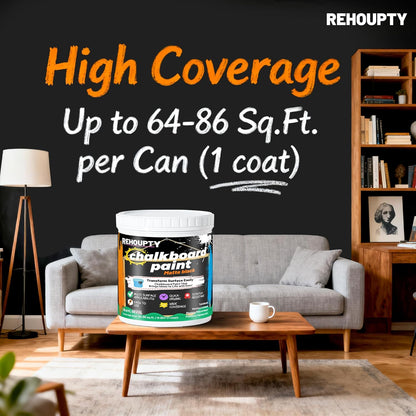 Black Chalkboard Paint - Matte Black Chalk Board Paint, 33.8 Fl Oz Easy to Apply & Brush-On Interior DIY Acrylic Coating, Chalkboard Finish for Wood, Metal, Furniture, Wall, Craft Covers 64 Sq Ft