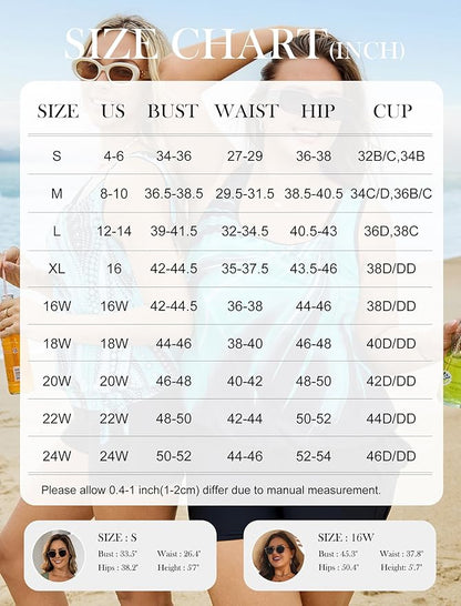 Arolina Blouson Tankini Swimsuits for Women Two Piece Modest Bathing Suit (S-24W)
