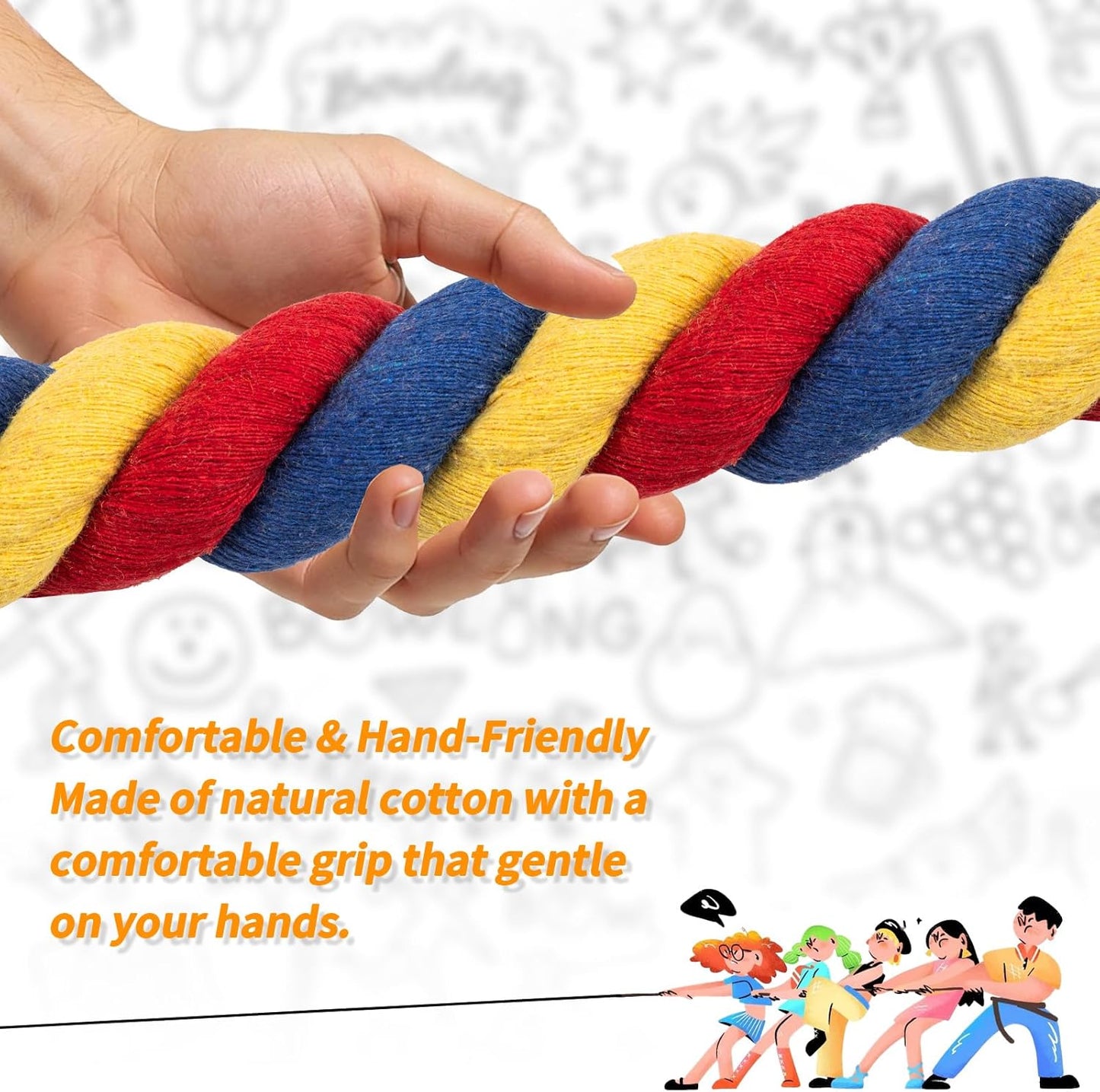 HOKINETY Tug of War Rope for Kids & Adults - 20ft Soft Cotton Outdoor Pulling Rope with Flag for Team Building Activities Field Day Family Reunions...