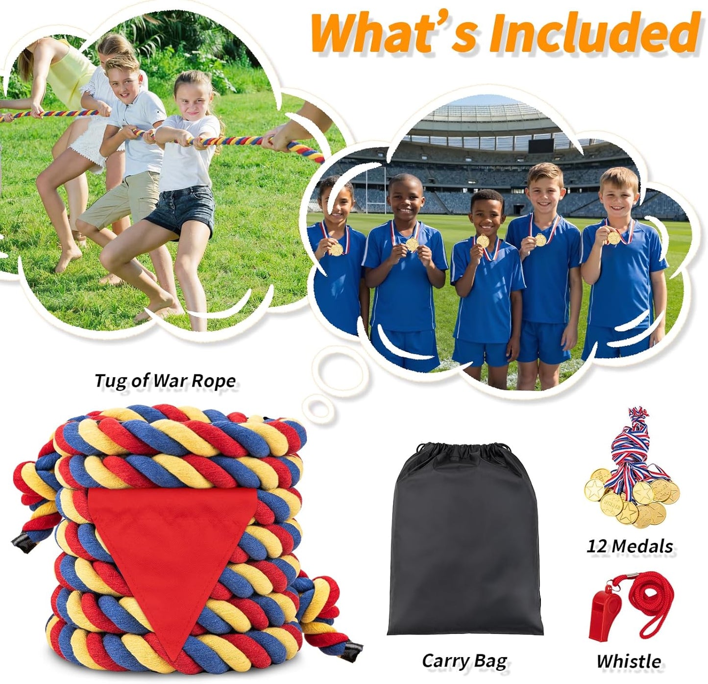 HOKINETY Tug of War Rope for Kids & Adults - 20ft Soft Cotton Outdoor Pulling Rope with Flag for Team Building Activities Field Day Family Reunions...