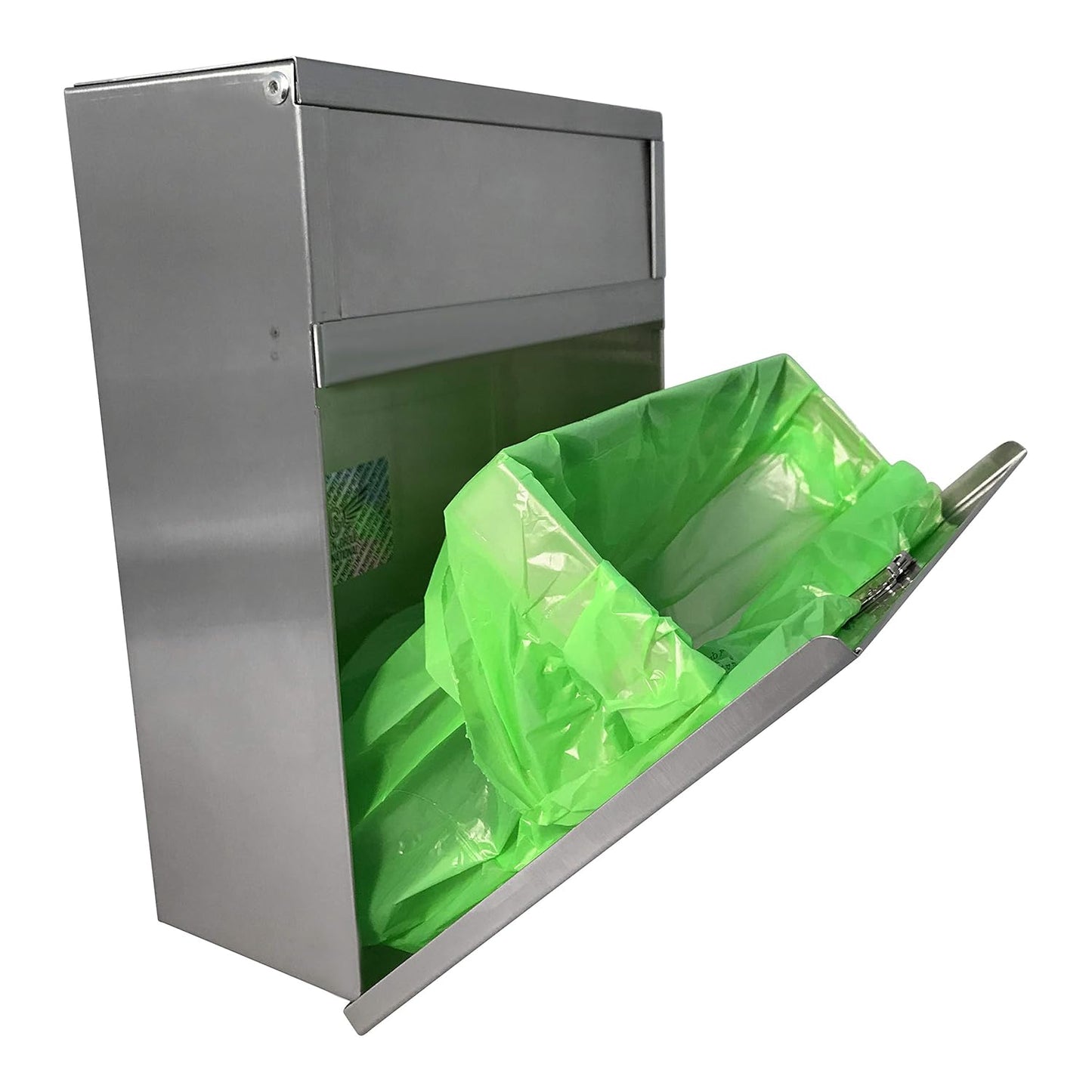 Stainless Steel Wall-Mounted Trash Receptacle with Front Access Door
