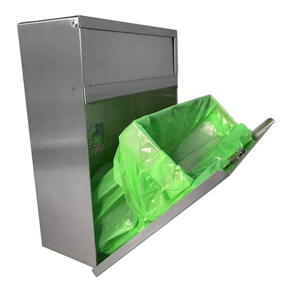 Stainless Steel Wall-Mounted Trash Receptacle with Front Access Door