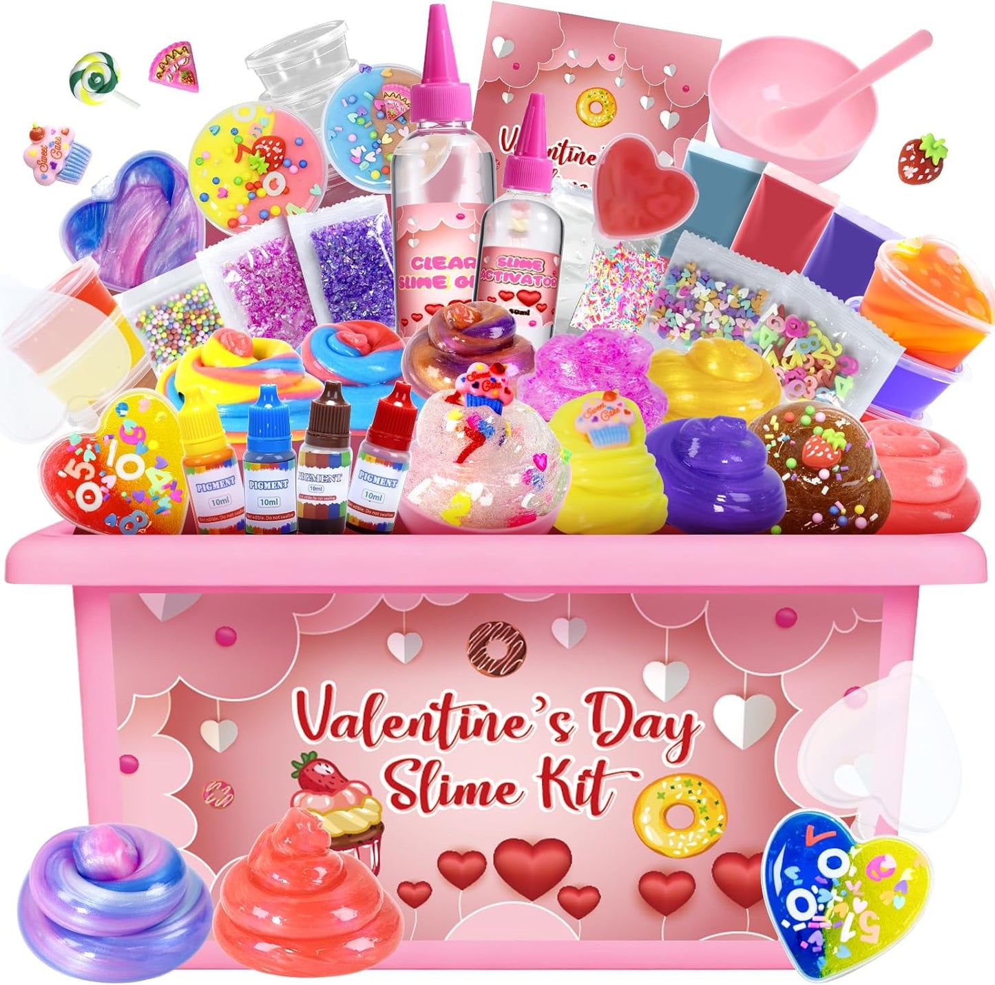 Valentine's Day Mini Slime Kit, Confetti,Foam, Butter Slime, DIY Craft Kits, Stress Relief Toys,Valentine Gifts for Kids, Party Favors for Kids