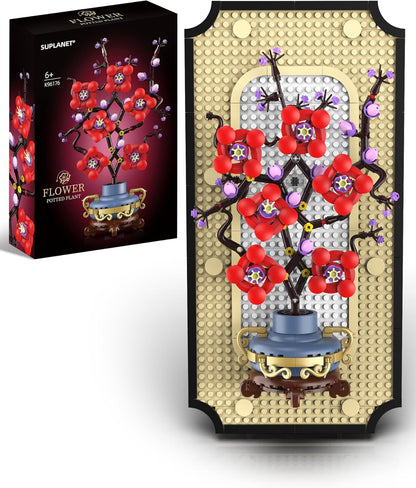 Botanicals Plum Blossom Building Set - 3D Wall Art Frame for Botanical Collection & Home Decor Wall Art Architecture Sets, Ideal Gifts for Adult, Kids Ages 8-12 (529 PCS)