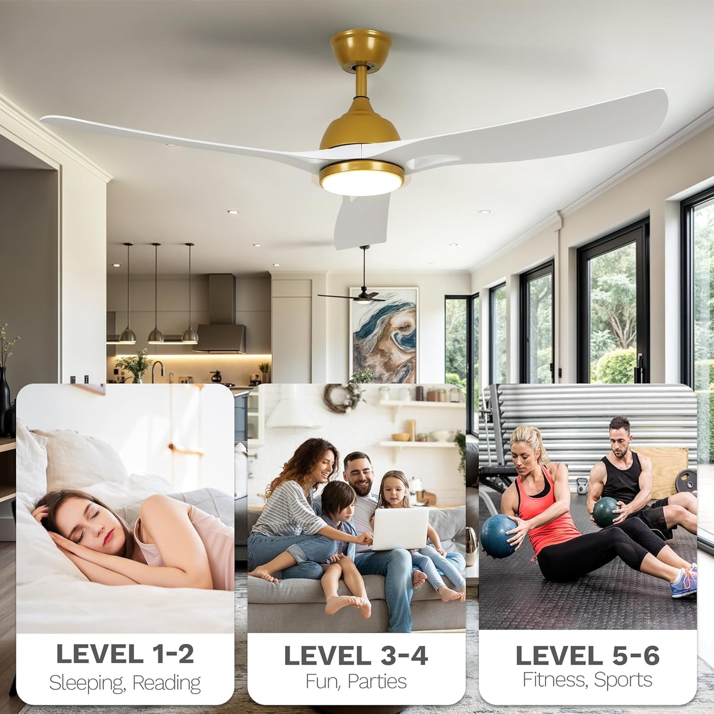 DWVO 56" Smart Ceiling Fan with Light: Silent DC Motor - White