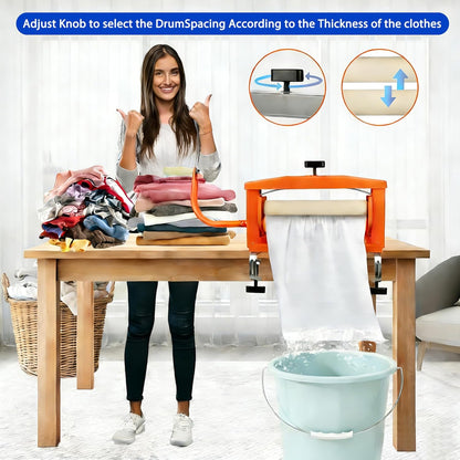 Clothes Wringer - Better Moisture Removal than Portable Washing Machine/Portable Dryer - Heavy Duty Off Grid Laundry Wringer | Perfect Towel Wringer for Chamois Cloth - Orange
