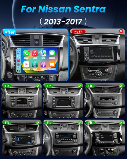 Upgrade Stereo for Nissan Sentra Radio 2013-2017: 10Inch HD Touchscreen Stereo with Wireless Carplay Android Auto Support 5G WiFi GPS Bluetooth FM SWC Mirror Link 1080P Backup Camera