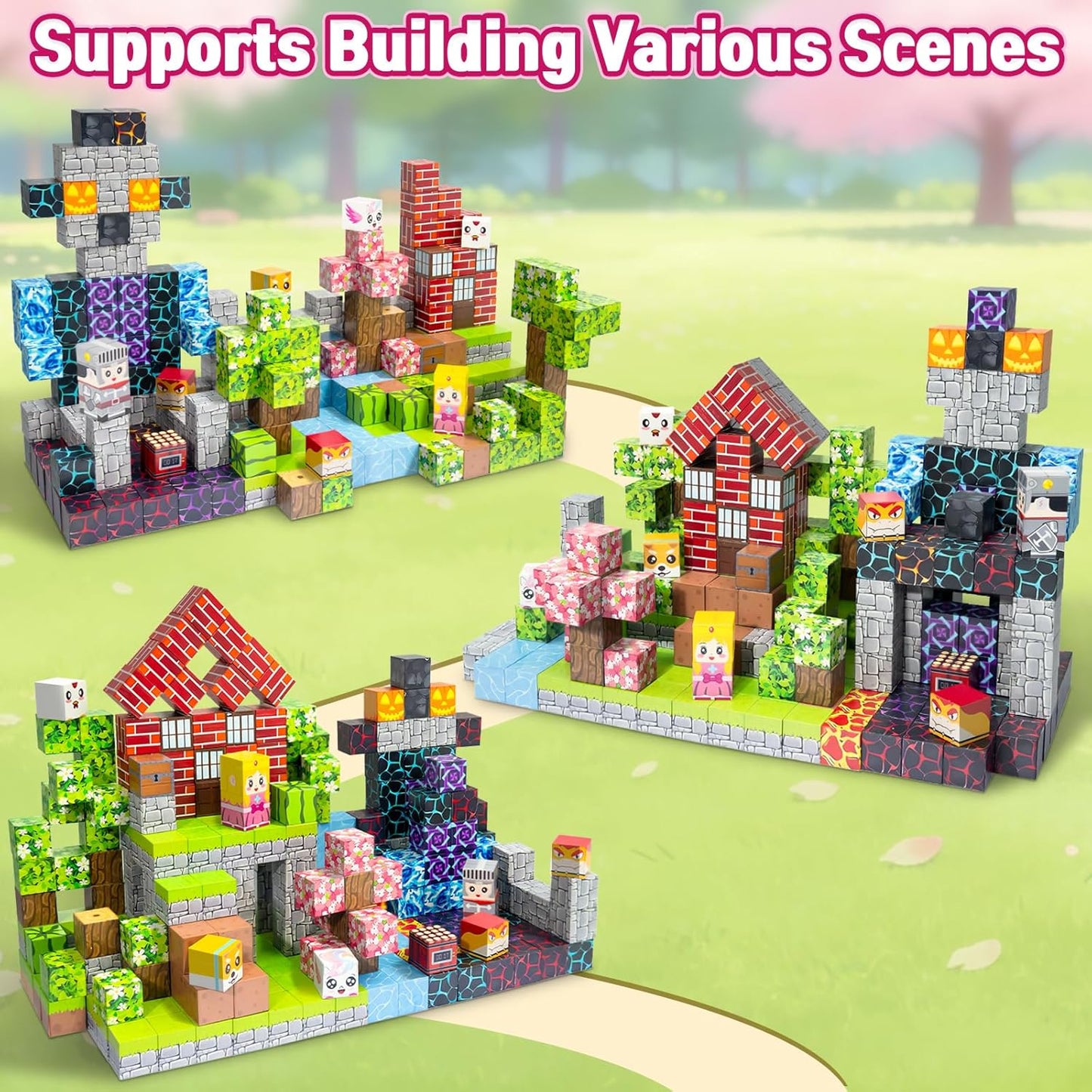 300PCS Magnetic Blocks - 0.8" Magnetic Building Blocks Toys for Kids Magnet Blocks Cubes Games Stem Building Toys Christmas Birthday Gifts Toys for Boys Girls 3 4 5 6 7 8 9 10 Years Old