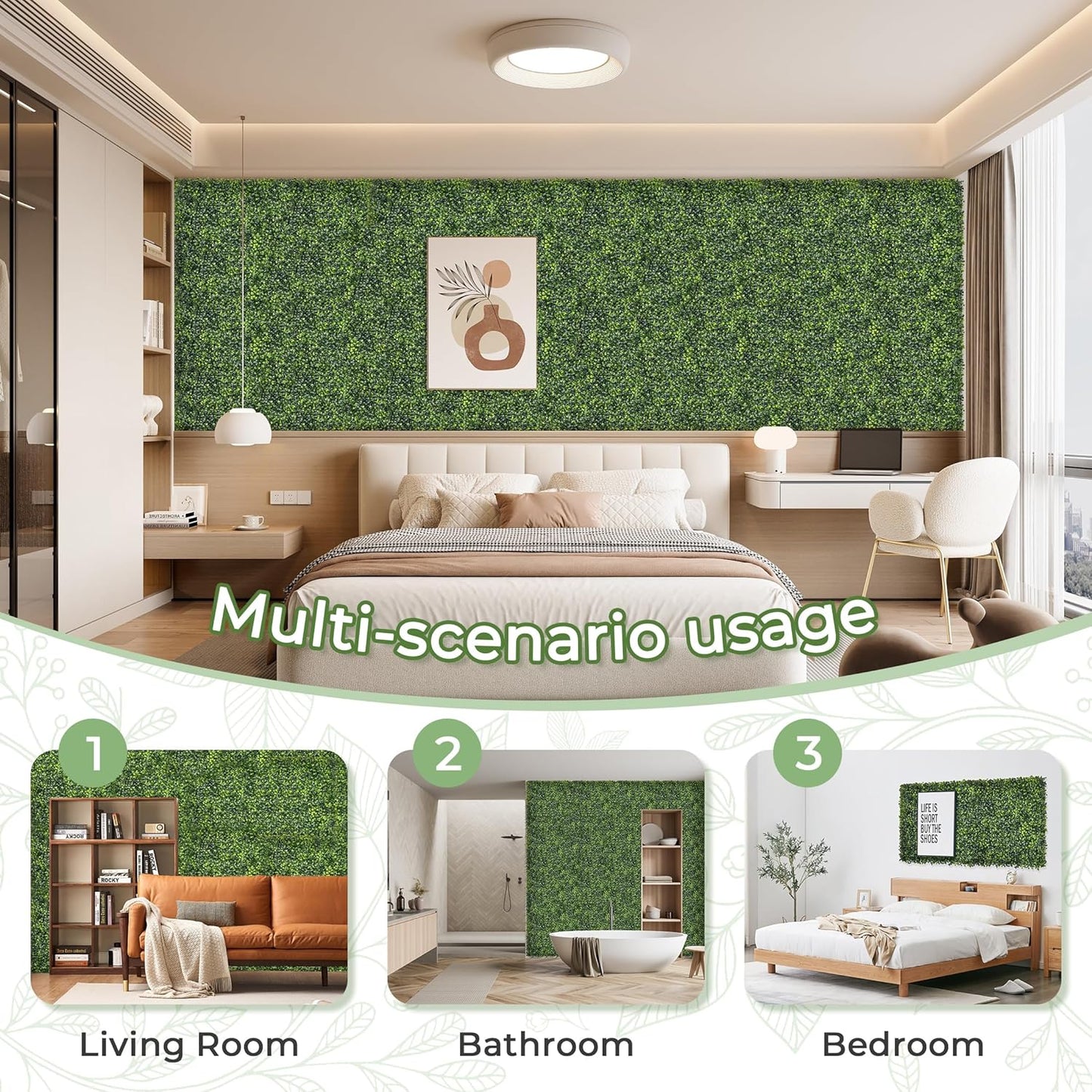 Artificial Grass Wall Panel Screen: 10"x10" 6P (4.2 sqft) UV-Anti Faux Boxwood Panels for Indoor Outdoor Green Wall Decor, Privacy Fence, Patio, Balcony, Party Backdrop