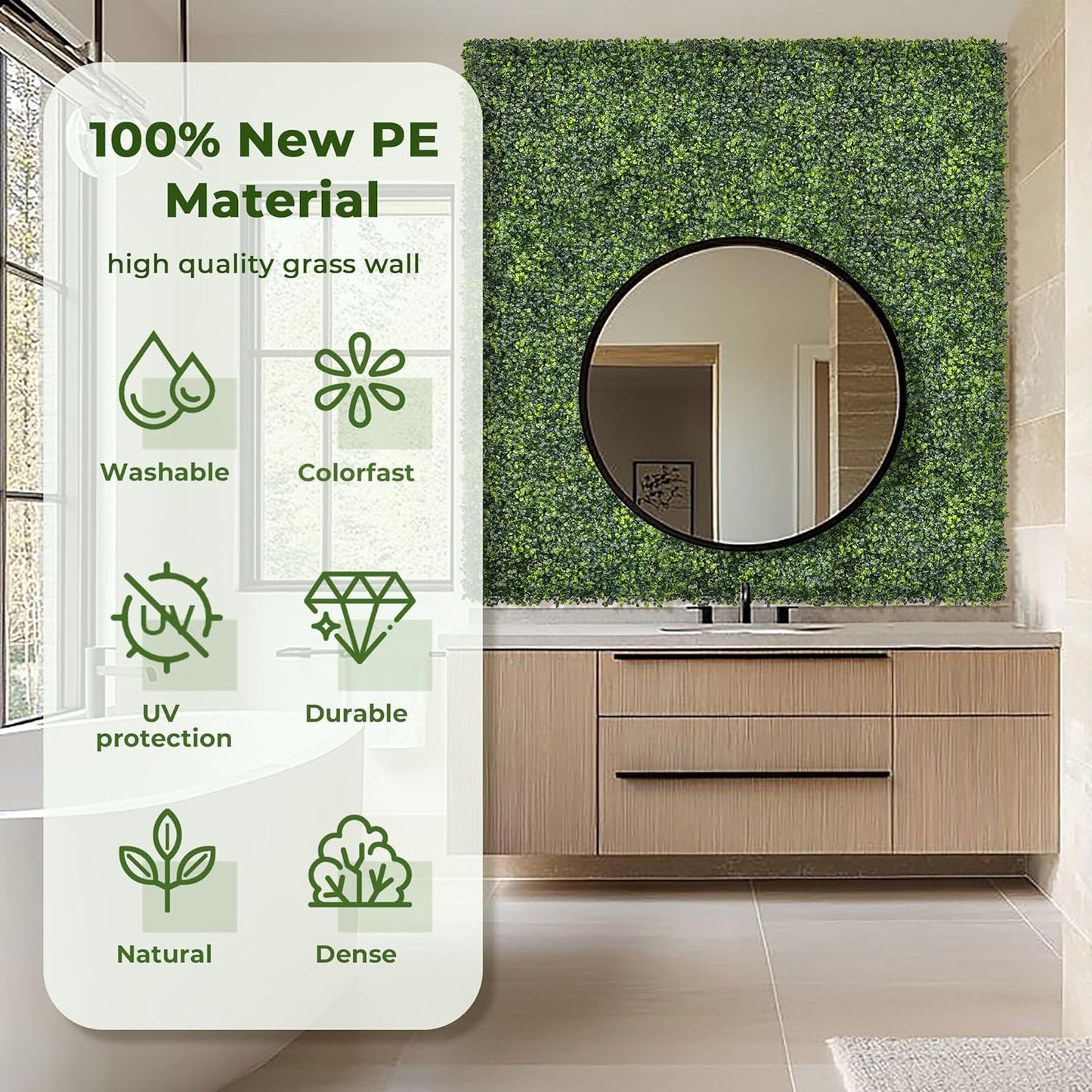 Artificial Grass Wall Panel Screen: 10"x10" 6P (4.2 sqft) UV-Anti Faux Boxwood Panels for Indoor Outdoor Green Wall Decor, Privacy Fence, Patio, Balcony, Party Backdrop