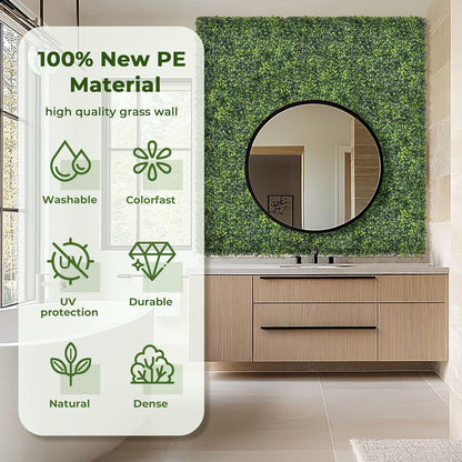 Artificial Grass Wall Panel Screen: 10"x10" 6P (4.2 sqft) UV-Anti Faux Boxwood Panels for Indoor Outdoor Green Wall Decor, Privacy Fence, Patio, Balcony, Party Backdrop