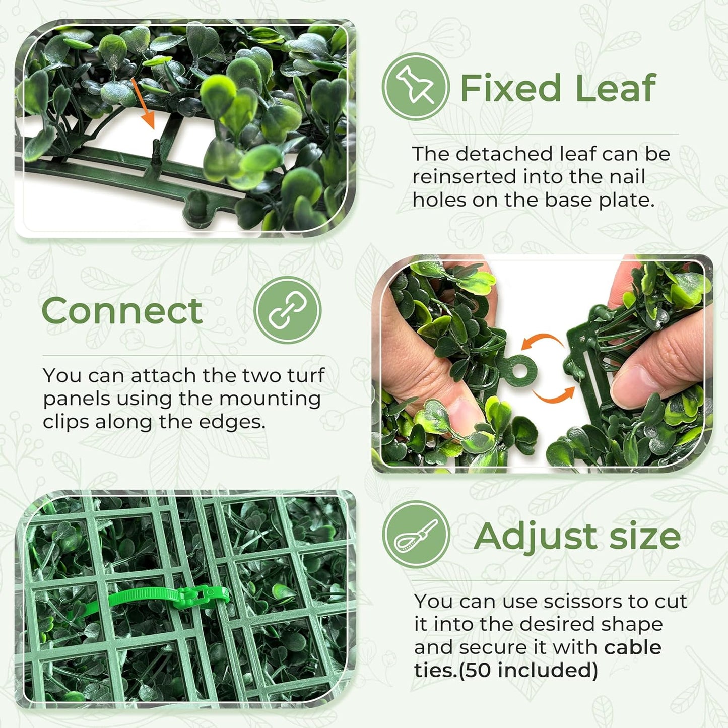 Artificial Grass Wall Panel Screen: 10"x10" 6P (4.2 sqft) UV-Anti Faux Boxwood Panels for Indoor Outdoor Green Wall Decor, Privacy Fence, Patio, Balcony, Party Backdrop