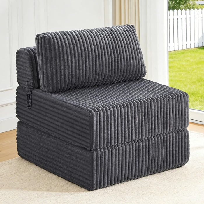 4-in-1 Folding Sofa Bed Convertible Chair Couch Foldable Chaise Lounger & Mattress Pocket Coils+Foam Fill, Portable No Assembly Boneless Sofa Floor Futon for Living Room/Bedroom, Single VE1