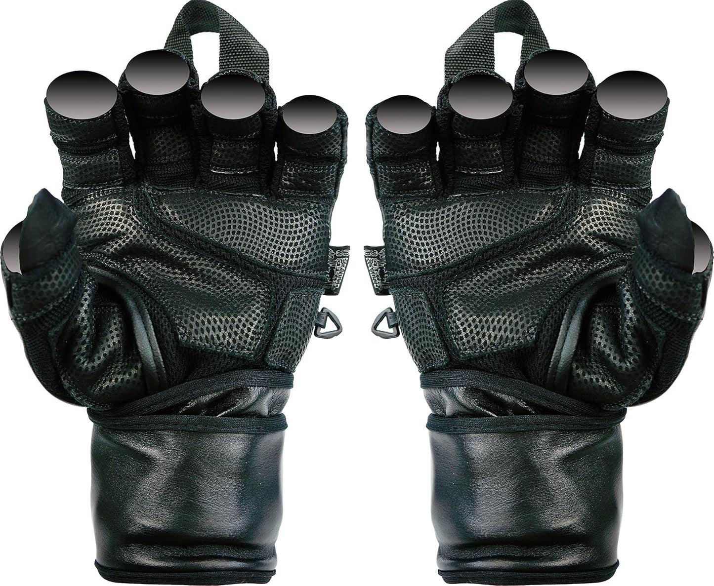 Epic Leather Gym Gloves with Built in 2" Wide Wrist Wraps Best Grip & Design for Weightlifting Power Lifting Bodybuilding & Strength Training Workout Exercises (Black, Medium 7 5/8" - 8")