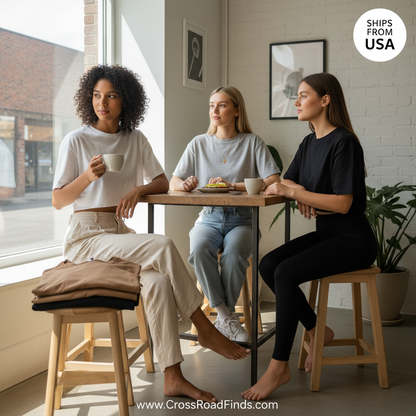 Essential 4-Pack Oversized Cotton Crop Tees - Relaxed Fit