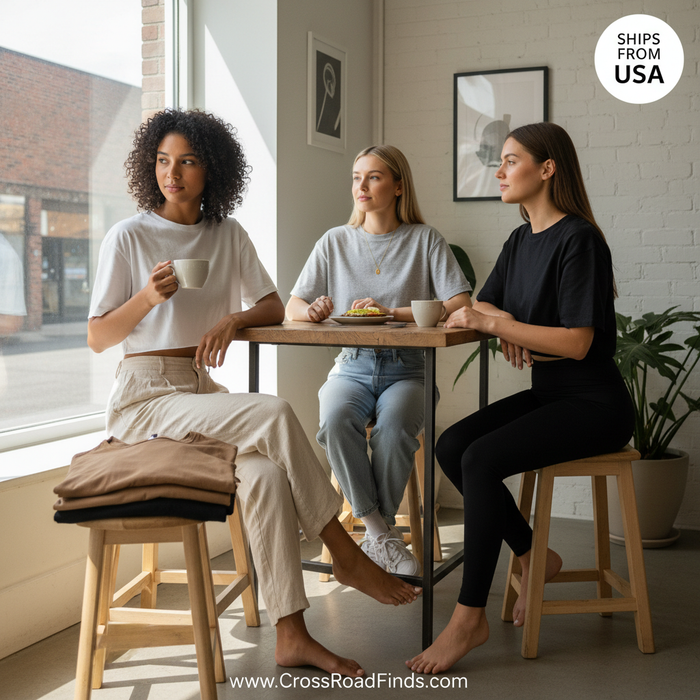 Essential 4-Pack Oversized Cotton Crop Tees - Relaxed Fit