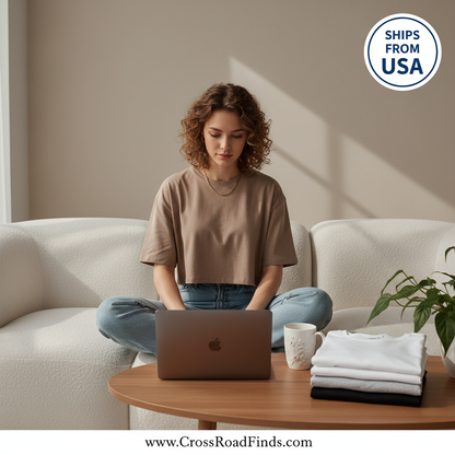 Essential 4-Pack Oversized Cotton Crop Tees - Relaxed Fit